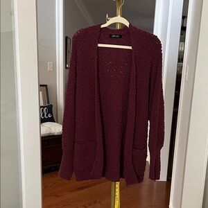 Chic Burgundy Open-Front Cardigan